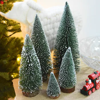 10 ADET 10 cm Mini Kar Noel Ağacı Sopa Beyaz Sedir Masaüstü Küçük Noel Ağacı Dekorasyon Malzemeleri