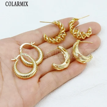 10 Pairs Geometrik Hoop Küpe Punk earrings18k altın Kaplama Metalik Takı Küpe Hediye Fa 30506 3