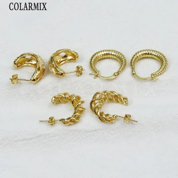 10 Pairs Geometrik Hoop Küpe Punk earrings18k altın Kaplama Metalik Takı Küpe Hediye Fa 30506 4