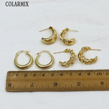 10 Pairs Geometrik Hoop Küpe Punk earrings18k altın Kaplama Metalik Takı Küpe Hediye Fa 30506 5