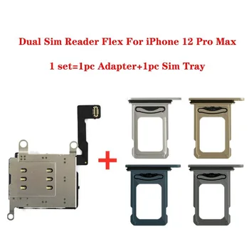 10 Takım Çift Sım Kart Okuyucu Flex Kablo iPhone 12 Pro Max Tepsi Yuvası Tutucu Adaptörü Değiştirme