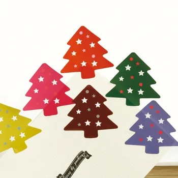 200 adet Merry Christmas Ağacı Kağıt Çıkartmalar Scrapbooking Kendinden yapışkanlı noel hediyesi Çıkartmalar Etiket Noel Sızdırmazlık Çıkartmalar