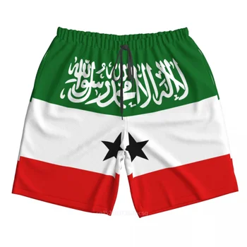 2023 Yaz Polyester SOMALİLAND Ülke Bayrağı 3D Baskılı erkek Kurulu Şort Plaj Cep Koşu yazlık pantolonlar