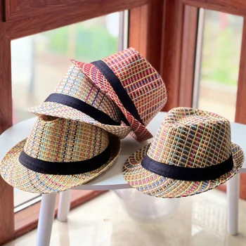 2023 Yeni Moda Güneş Hasır Şapka Klasik Üst Caz Şapka erkek Şapkaları Kısa Saçak Kap Renkli Çizgili Retro Yaz Açık Panama Kapaklar
