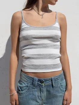 2023 Çizgili Harajuku Estetik Ekleme Baharatlı Kız Üst Giyim Baharatlı Kız Y2K Seksi Kayış Tank Top Slim Fit Sıkı Yüksek Sokak