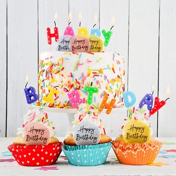 24 Adet Akrilik Kek Toppers Mutlu Doğum Günü Ayna Kek Disk Mini Yuvarlak Kazınmış Kek Topper DIY Kek Dekorasyon 3