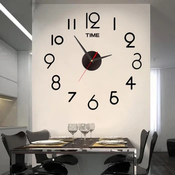 3D duvar saati Akrilik Çerçevesiz Ayna Duvar Sticker Saat DIY Oturma Odası Yatak Odası Süsleme Çıkartmaları Ev Dekorasyon Horloge