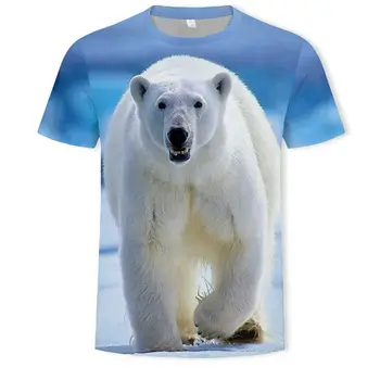 3D T-shirt Moda Yaz Erkek kutup Ayısı Baskı Orman Tasarım Kısa Kollu serin tişört Gömlek Tops Artı Boyutu Elbise