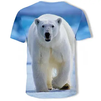3D T-shirt Moda Yaz Erkek kutup Ayısı Baskı Orman Tasarım Kısa Kollu serin tişört Gömlek Tops Artı Boyutu Elbise 1