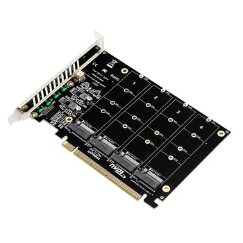 4 Port M. 2 NVME SSD PCIE X16 Sabit Disk Dönüştürücü 4X32Gbps Okuyucu Genişletme Kartı Desteği 2230/2242/2260/2280 LED Göstergesi