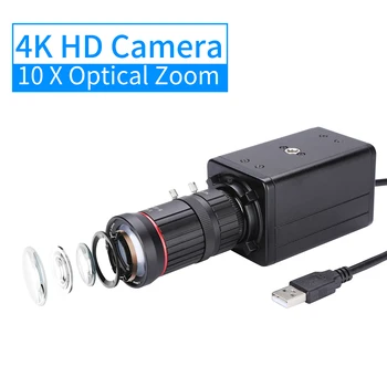 4K HD Kamera Bilgisayar Kamera USB Kamerası 10X Optik Zoom Otomatik Pozlama Telafisi ile Uyumlu Pencere XP/7/10 Linux Android