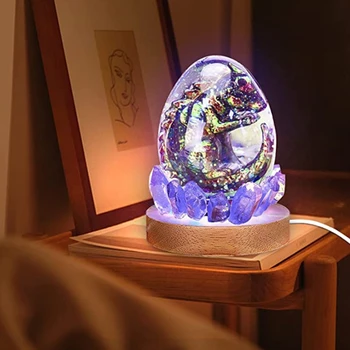 667E 3D ejderha yumurta ışık reçine kalıp, ejderha silikon kalıp seti ahşap ışık bazı epoksi döküm kalıp masa lambası ev dekor için
