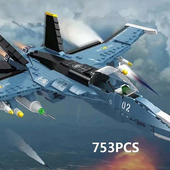 753 ADET Fighter Yapı Taşları F16 Askeri Uçak Modeli Oyuncak DIY Montaj Tuğla Uçak Bulmaca Oyuncak Hediyeler için Boys