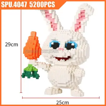 8611 5200 adet Hayvan Sevimli Kawaii Tavşan Mini Elmas Modeli Yapı Taşları Oyuncak Tuğla