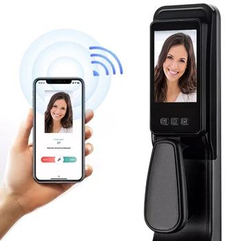 Akıllı ev güvenlik kapısı görüntüleyici yüz kilidi parmak izi 3d tanıma dijital app ile