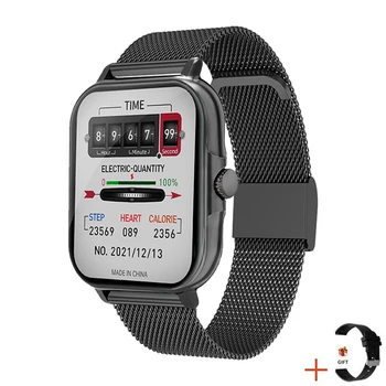 Akıllı saat 2023 Erkekler Kadınlar Smartwatch 1.81 inç Ekran Özel Arama Bluetooth Çağrı Kalp Hızı Metal Spor İzle Çift Kademeli