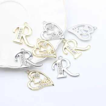 Alaşım nokta elmas aşk kalp yazı AŞK ajur kolye el yapımı takı malzeme alaşım parçaları