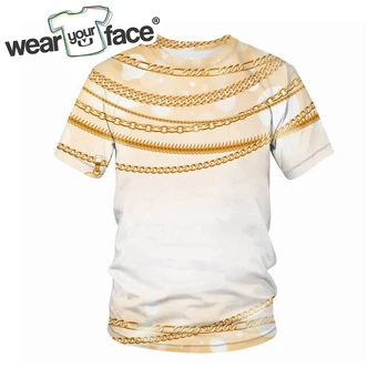 Altın Zincirler 3D Tüm Baskılı T Shirt Açık Havada Spor Streetwear Casual Tatil Hediyeler Kısa Kollu Erkek Unisex Giyim