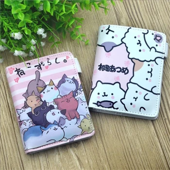 Anime Neko Atsume Logo Yapış Cüzdan Erkek Kız Butik Renkli Baskı küçük cüzdan Yeni Kartları Çanta