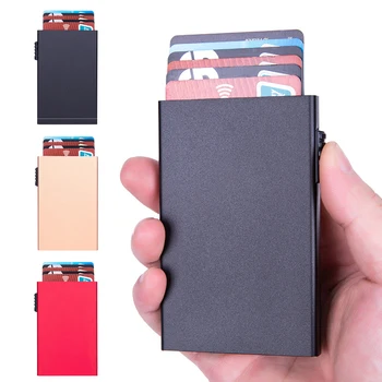 Anti-hırsızlık akıllı cüzdan KİMLİK Kartı saklama kutusu kart tutucu Kılıf Kart Kılıfı Pop-up Basma Düğmesi Yan Düğme Moda Klasik