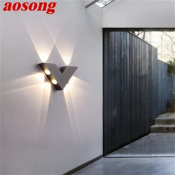 AOSONG duvar aplik V şekli açık yaratıcı ışık su geçirmez veranda Modern ev için LED lambası fikstür