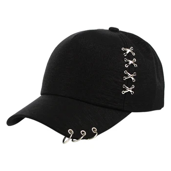 Ayarlanabilir Metal Çapraz beyzbol şapkası Hip Hop kadın beyzbol şapkası Halka Daire Snapback Şapka Erkekler Kadınlar İçin Unisex Baba Şapka