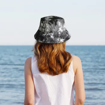 Batik Baskı Yumuşak Pamuklu güneş şapkaları Siyah Katlanabilir Kova Şapka Sokak Şapkalar Balıkçı Açık Kap Plaj Kadın Kova Kapakları Гляпа 1