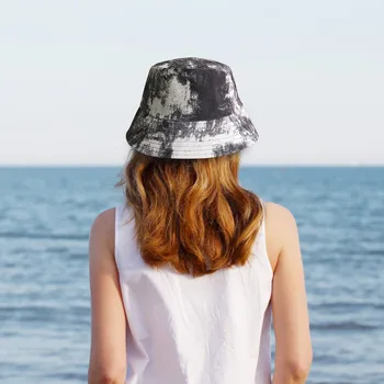 Batik Baskı Yumuşak Pamuklu güneş şapkaları Siyah Katlanabilir Kova Şapka Sokak Şapkalar Balıkçı Açık Kap Plaj Kadın Kova Kapakları Гляпа 4