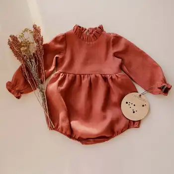 Bebek Tulum Moda Bebek Kız Romper pamuklu uzun kollu tişört Ruffles Bebek Tulum Tulumlar Sevimli Yenidoğan Giysileri