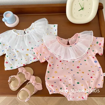 Bebek yaz giysileri 0-2 yaşında kız moda çiçek sevimli Bodysuits moda