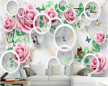 beibehang duvar kağıtları ev dekor behang Özel Şık 3D Gül Çiçek Mermer Stereo TV Arka Plan Duvar Kağıdı papel de parede 3d