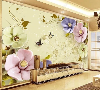 beibehang Çiçek ve servet 3D renk oyma TV arka plan duvar özel duvar kağıdı 3D duvar dekorasyon oturma odası arka plan