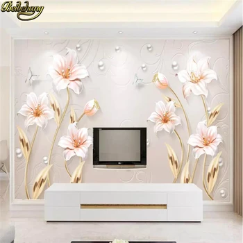beibehang Özel Avrupa Fotoğraf duvar kağıdı Takı Çiçek Oturma Odası Yatak Odası TV Arka Plan Duvar Resimleri Duvar Kağıdı Duvarlar İçin 3 D 2