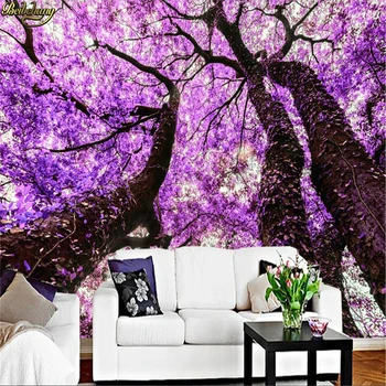 beibehang Özel Fotoğraf Duvar Kağıdı Duvar Mor Çiçek Ağacı TV Arka Plan Duvar Kiraz Çiçeği Modern Kanepe papel de parede 2