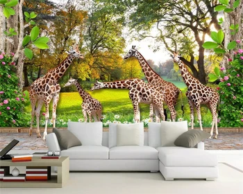 beibehang Özel Modern 3d Duvar Kağıdı Hayvan Dünya Zürafa Ev ve Orman Çocuk Stereo 3D Arka Plan duvar kağıtları ev dekor