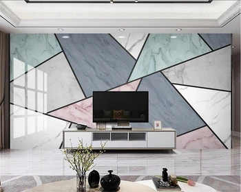 beibehang Özel modern minimalist geometrik mermer taş ahşap tahıl kombinasyonu arka plan duvar kağıdı duvar kağıtları ev dekor
