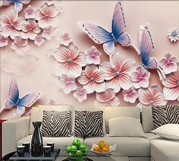 beibehang Özelleştirilmiş Duvar Kağıdı Moda Duvar Oturma Odası TV Arka Plan Romantik Kelebek Orkide 3D Güzel modern tablo