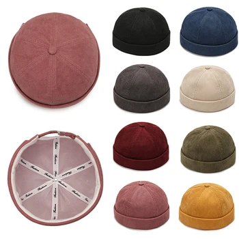 Bere Şapka Hip Hop Şapka Kaput Homme Kış Şapka Kadınlar İçin Brimless Skullies Kap erkek Düz Renk Sokak Vintage Taşınabilir Şapkalar