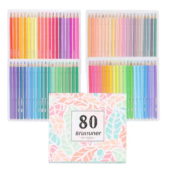 Brutfuner 80 Renkli Kalemler Yağ Profesyonel Renk Kalemler Çizim Renk Kalem Sanat Malzemeleri Sanatçı Çizim kalem seti