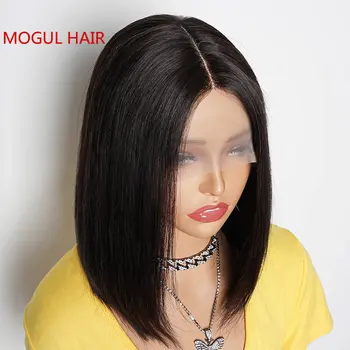 Dantel ön peruk BOB Peruk Remy İnsan Saç Peruk Kadınlar için Siyah Renk Ücretsiz Orta Kısmı HD Şeffaf Dantel MogulHair