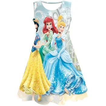 Disney Kız Külkedisi Elbiseler Prenses çocuk giyim Karikatür Baskı Yaz Moda Bebek Disney Külkedisi Elbise 2023 1-10