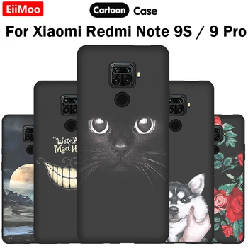 EiiMoo Yumuşak Kapak Xiaomi Redmi İçin Not 9 Pro telefon kılıfı Karikatür Silikon TPU Siyah Kapak Xiaomi Redmi İçin Not 9S Coque Kılıfları