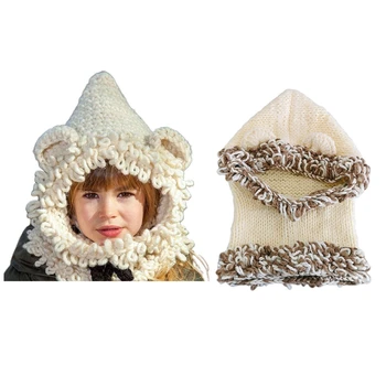 El yapımı Kış Hayvan Kaput Şapka Yürümeye Başlayan Kış Kulaklığı Şapka Eşarp Pelerin Çocuklar için Yetişkin