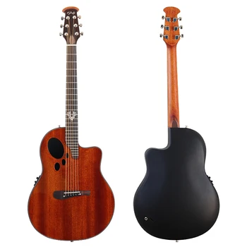 Elektrik Akustik Gitar 6 Strings Yuvarlak Geri Alkış Modeli Kahverengi 41 İnç Akustik Gitar Kesit Tasarım Elektrik Halk Gitar