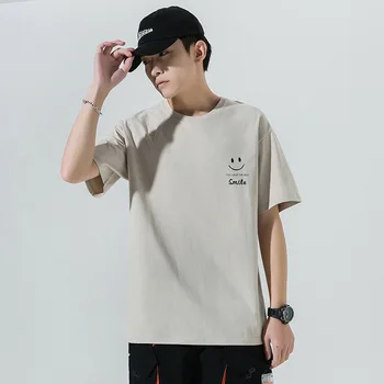 Erkek Rahat Pamuklu kısa kollu tişört, Büyük Boy 4XL, Beyaz Siyah Kırmızı Düz Renk Monogram Tasarım, Genç erkek Sokak Üst