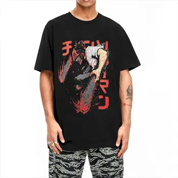 Erkek Testere Adam Denji T Shirt Manga Anime Chainsawman 100 % pamuklu üst giyim Vintage Kısa Kollu O Boyun Tee Gömlek 6XL T-Shirt