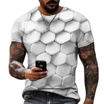 Erkek Yaz 3D Soyut Baskı T-Shirt Moda Hip Hop O-Boyun Kısa Kollu Harajuku Nefes Büyük Boy T-Shirt Erkek Giyim