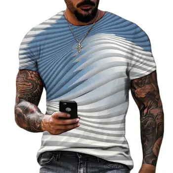 Erkek Yaz 3D Soyut Baskı T-Shirt Moda Hip Hop O-Boyun Kısa Kollu Harajuku Nefes Büyük Boy T-Shirt Erkek Giyim 3