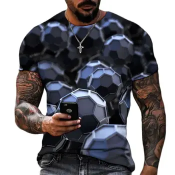 Erkek Yaz 3D Soyut Baskı T-Shirt Moda Hip Hop O-Boyun Kısa Kollu Harajuku Nefes Büyük Boy T-Shirt Erkek Giyim 4