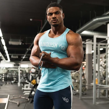 Erkek Yelek Spor Spor Pamuk Baskılı Elastik Yelek Yeni Yaz Spor Koşu Eğitim Vücut Geliştirme Yelek Moda erkek Giyim
